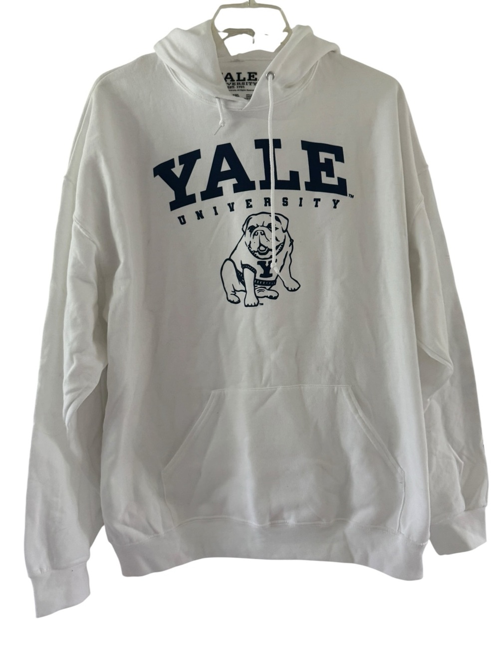 Yale University Bulldogs Hoodie White Pullover Handsome Dan Mascot 2XL